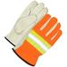 20-1-1582-XL Grain Cowhide Driver Hi-Viz Spandex Back Orange Size XL