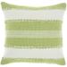 Mina Victory 18x18 Square Fabric Woven Stripes & Dots Throw Pillow in Green