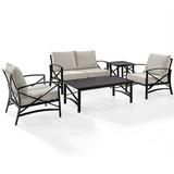 Afuera Living 5-Piece Metal/Fabric Sofa Set in Oatmeal/Oil Rubbed Bronze