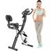 Churanty Folding Exercise Bike with Arm Workout Recumbent Exercise Bike 350lb Weight Capacity Stationary Bike with 10-Level Adjustable Resistance LCD Display White