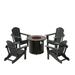 WestinTrends 5 PC SET Furniture - 4 pcs Folding Adirondack Chairs w/ Round Fire Pit Table for outdoor space like Patio Garden Backyard Lawn Poolside Deck Porch Balcony Gray