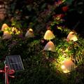 12.5 feet 12 LED Outdoor Solar String Mini Mushroom Lights 8 Modes Garden Patio Yard Landscape Party Lawn Pathway Wedding Home Christmas Holidays (Warm White)