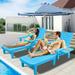 2 Pieces Outdoor Patio Lounge Furniture Set Outdoor Poolside Reclining PE Rattan Chaise Lounge Set of 2 with Side Table SS2118