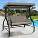 Dextrus Outdoor Patio Swing Chair 3 Person Porch Swing with Adjustable Canopy Removable Cushion Suitable for Garden Poolside Balcony (Beige Grey)