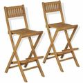 Dcenta 2 Piece Folding Bar Stools with Footrest Teak Wood Counter Height Pub Chairs Outdoor Barstools for Garden Bistro Cafe 15.6 x 24 x 44.9 Inches (W x D x H)