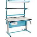 Global Industrial Bench-In-A-Box Ergonomic Workbench ESD Laminate Top 60 Wx30 D Blue