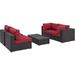 Modern Contemporary Urban Design Outdoor Patio Balcony Five PCS Sectional Sofa Set Red Rattan