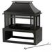 Four Seasons Courtyard Wood Burning Fireplace w/Log Rack & Tool Black/Gold