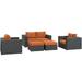 Modern Contemporary Urban Design Outdoor Patio Balcony Five PCS Sectional Sofa Set Orange Rattan