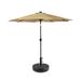 GARDEN 9 Ft Solar LED Patio Umbrella with Black Round Base Weight Included Beige