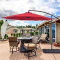 Sonerlic 10ft Outdoor Patio Hanging Offset Umbrella with Steel Frame for Yard Poolside and Deck Red