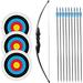 54 Long Bow for Right Handed 30 LBs Draw Weight Archery Bow Shooting LARP Hunting Game with 9 Arrows and 3 Target Faces