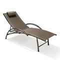 Pellebant Outdoor Chaise Lounge Patio Aluminum Folding Reclining Chair in Brown