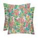 RSH DÃ©cor Indoor Outdoor Set of 2 Square Pillow Weather Resistant 24 x 24 Vida Garden Pink Pineapple