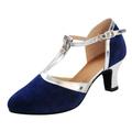 Lyinloo Women s Ballroom Tango Latin Dancing Shoes Sequins Shoes Social Dance Shoes Blue 34