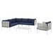 Lounge Sectional Sofa Chair Table Set Sunbrella Aluminum Metal Steel Blue Navy Modern Contemporary Urban Design Outdoor Patio Balcony Cafe Bistro Garden Furniture Hotel Hospitality