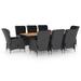 9 Piece Outdoor Dining Set with Cushions Poly Rattan Dark Gray