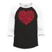 Shop4Ever Men s Red Heart Love Cloud Valentine s Day Raglan Baseball Shirt XX-Large Black/White