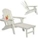 Adjustable Backrest Adirondack Chair Folding Adirondack Chair with Ottoman Plastic Adirondack Chairs w/4 in 1 Cup Holder Tray Plastic Adirondack Chairs Weather Resistant Lawn Outdoor Patio Chairs