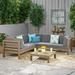 Oana Wooden 4 Piece Patio Sectional Sofa Set with Gray Cushions