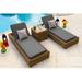 Malmo 3-Piece Resin Wicker Outdoor Patio Furniture Set Two Chaise Lounge Chairs and Side Table (Full-Round Natural Wicker Sunbrella Canvas Charcoal).