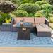 Sophia & William 4 Pieces Wicker Outdoor Sectionals with Fire Pit Table Beige