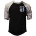 Men s Chest Police Badge US Flag Black/Gray Raglan Baseball T-Shirt Small Black/Gray