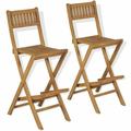 Anself 2 Piece Folding Bar Stools with Footrest Teak Wood Counter Height Pub Chairs Outdoor Barstools for Garden Bistro Cafe 15.6 x 24 x 44.9 Inches (W x D x H)