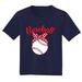 Wild Bobby Cute Baseball Ribbon Gift Sports Girls Graphic Youth T-Shirt Navy Medium
