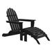 DuroGreen Folding Adirondack Chair With Ottoman Made With All-Weather Tangentwood Oversized High End Patio Furniture for Porch Lawn Deck or Fire Pit No Maintenance USA Made Black