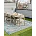 Rugs.com Outdoor Aztec Collection Rug â€“ 6 x 9 Teal Flatweave Rug Perfect For Living Rooms Large Dining Rooms Open Floorplans