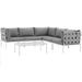 Modern Contemporary Urban Design Outdoor Patio Balcony Six PCS Sectional Sofa Set Grey White Gray Rattan