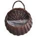 Travelwant Rattan Wicker Hanging Flower Pot Half Round Rattan Railing Planter Hanging Planter with Removable An integral handle Wall Storage Basket