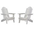 Home Square 2 Piece Patio Set with 2 Acacia Adirondack Chair in White Wash