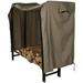 Sunnydaze Outdoor Firewood Log Rack with Cover Combo - Khaki