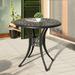 Nuu Garden 30 Inch Patio Dining Table Cast Aluminum Round Outdoor Table with Umbrella Hole for Patio Backyard Deck Black