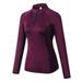 Women s Quarter-Zip Lightweight Pullover Women s Quick Dry Fit Athletic Compression Long Sleeve Activewear Tops Exercise Sports T-Shirt For Running Yoga