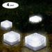 LED Frosted Glass Landscape Lights 4 Pack Solar Glass Brick Lights Waterproof Ice Cube Light Rock Lamp for Garden Path Patio Outdoor Decoration - Cold White