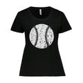 Inktastic Distressed Baseball in White Women s Plus Size T-Shirt