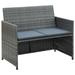 vidaXL 2 Seater Sofa Couch with Cushions Patio Wicker Love Seat PE Rattan