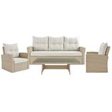 Canaan All-Weather Wicker Outdoor Set w/Sofa 2 Arm Chairs and 57 Coffee Table