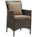 Pemberly Row Patio Dining Arm Chair in Brown and Mocha