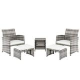 Goshping Patio Conversation Set 2 Chairs 2 Footstools 1 Coffee Table Combination Sofa Gray Gradient