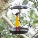 RONSHIN Creative Hanging Bird Feeder Girl With Umbrella Tray Outdoor Garden Yard Decoration