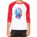 Unisex Astral Galaxy Hair Unicorn B469 White/Red C5 3/4 Sleeve Baseball T-Shirt Small