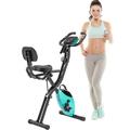 Folding Exercise Bike Indoor Recumbent Exercise Bikes Fitness Upright and Recumbent X-Bike with 10-Level Adjustable Resistance Arm Bands and Backrest Green