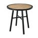 Topbuy 29 Patio Round Bistro Metal Table Patio Coffee Table with Heavy-Duty Steel Frame Wood-Like Top Outdoor Garden Deck Backyard