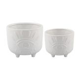 Flora Bunda CT1490E2-RELAX 6IN & 4.75 IN TEXT Relax CERAMIC FOOTED PLANTER SET OF 2