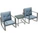 Clover 3-Piece Beautiful Furniture Set- A Solid Outdoor Sturdy Table With 2 Modern Designed Sitting Chairs - Grey