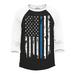 Shop4Ever Men s American Flag Blue Line Patriotic 4th of July Raglan Baseball Shirt Medium Black/White